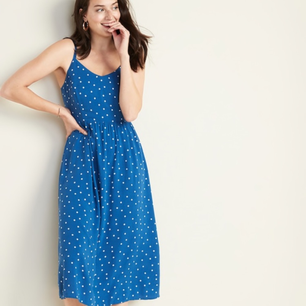 Old Navy Fit & Flare Polka Dot Midi Dress